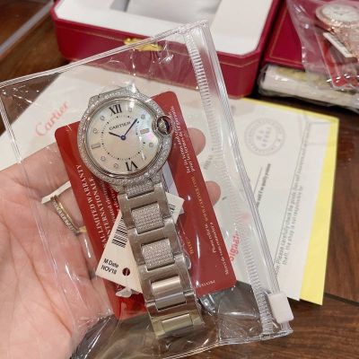 Cartier 36MM Diameter Swiss Quart Movement Pearl Color Dial Women Watch